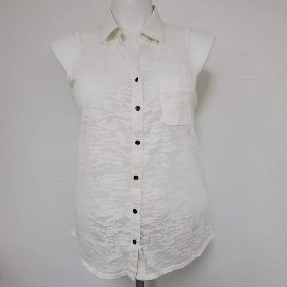 VANITY | White Burnout Collared Lattice Tank - Picture 1 of 10